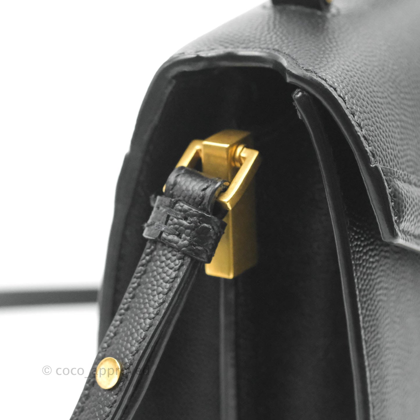 Saint Lauren Cassandra Mini Top Handle Bag Black Grained Calfskin