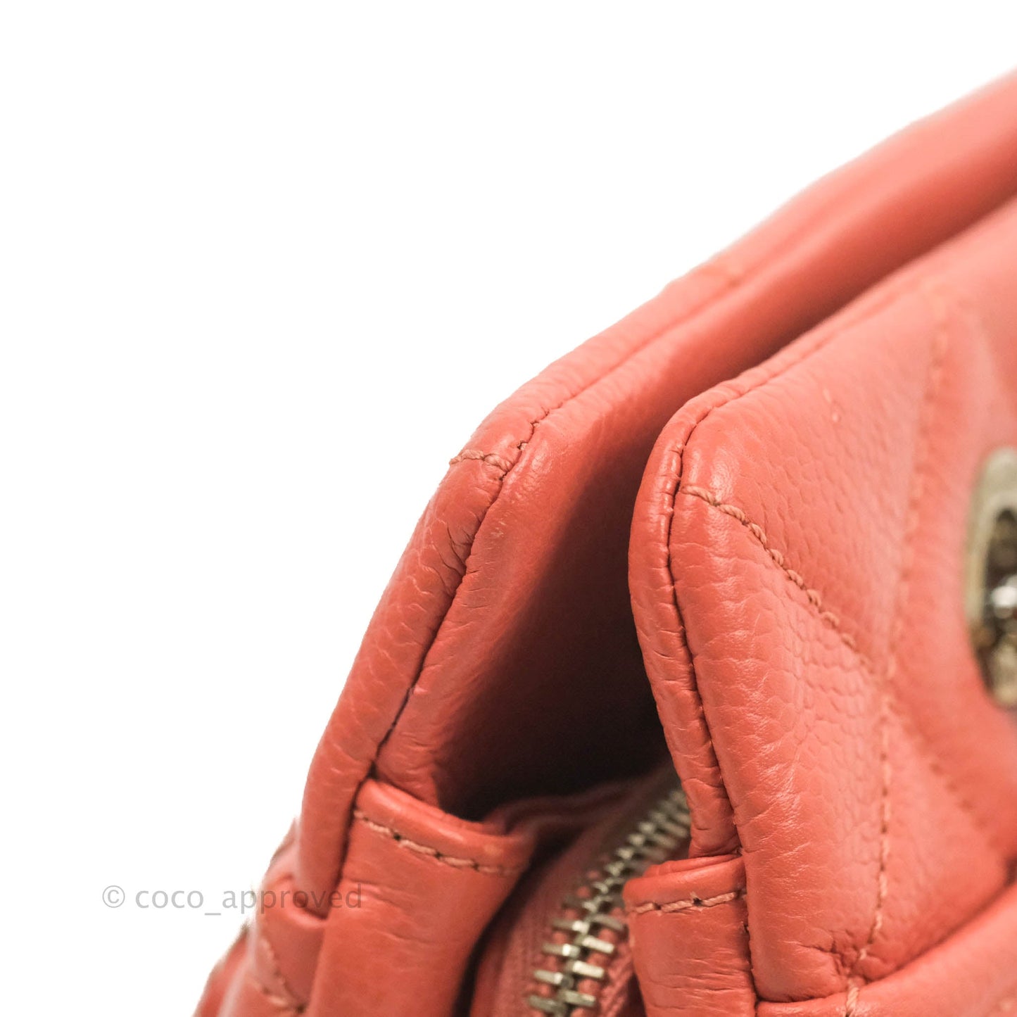 Chanel Quilted Caviar Leather Timeless CC Soft Shopping Tote Bag Coral Pink
