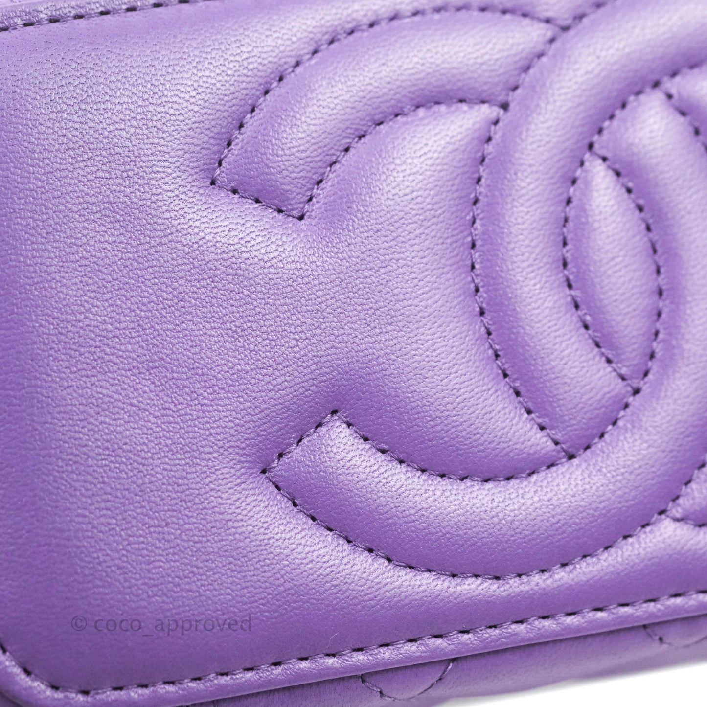 Chanel Classic Vanity Rectangular Top Handle With Chain Purple Lambskin Gold Hardware