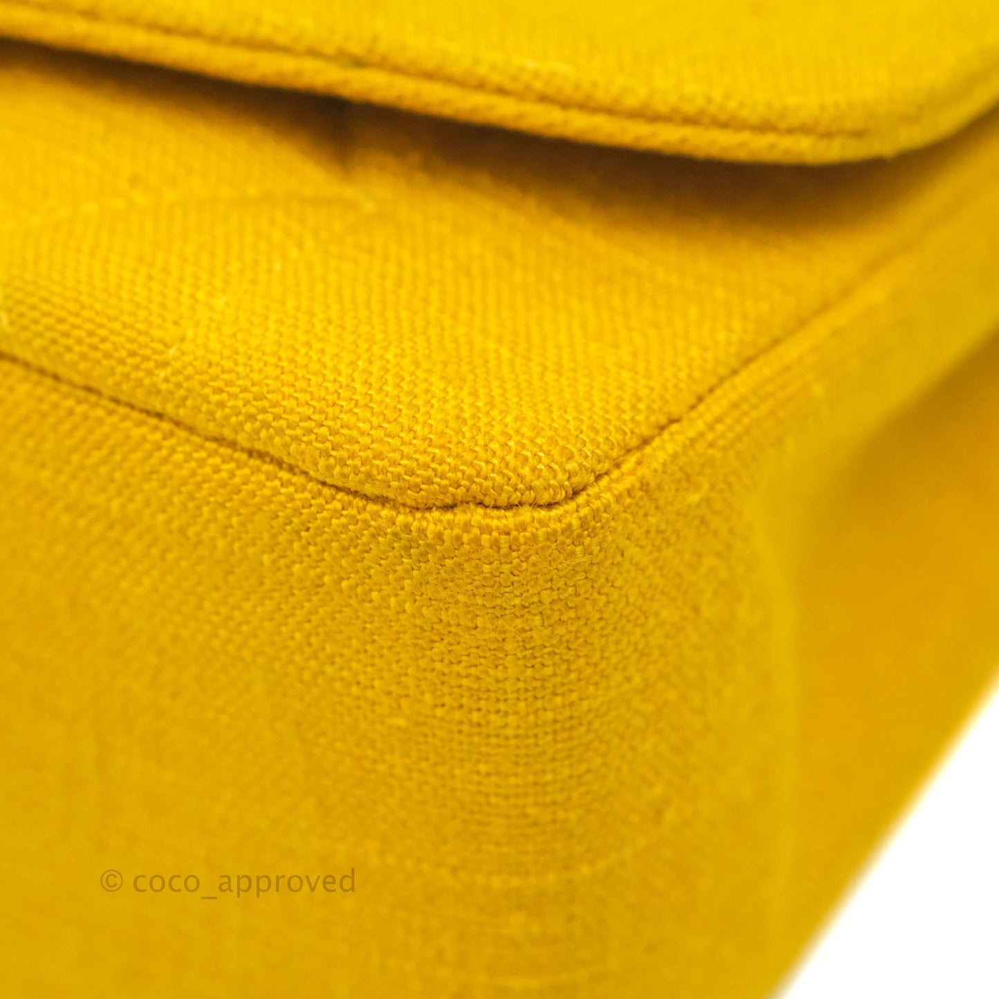 Chanel Vintage Small Classic Diana Flap Bag Yellow Linen Fabric 24K Gold Hardware