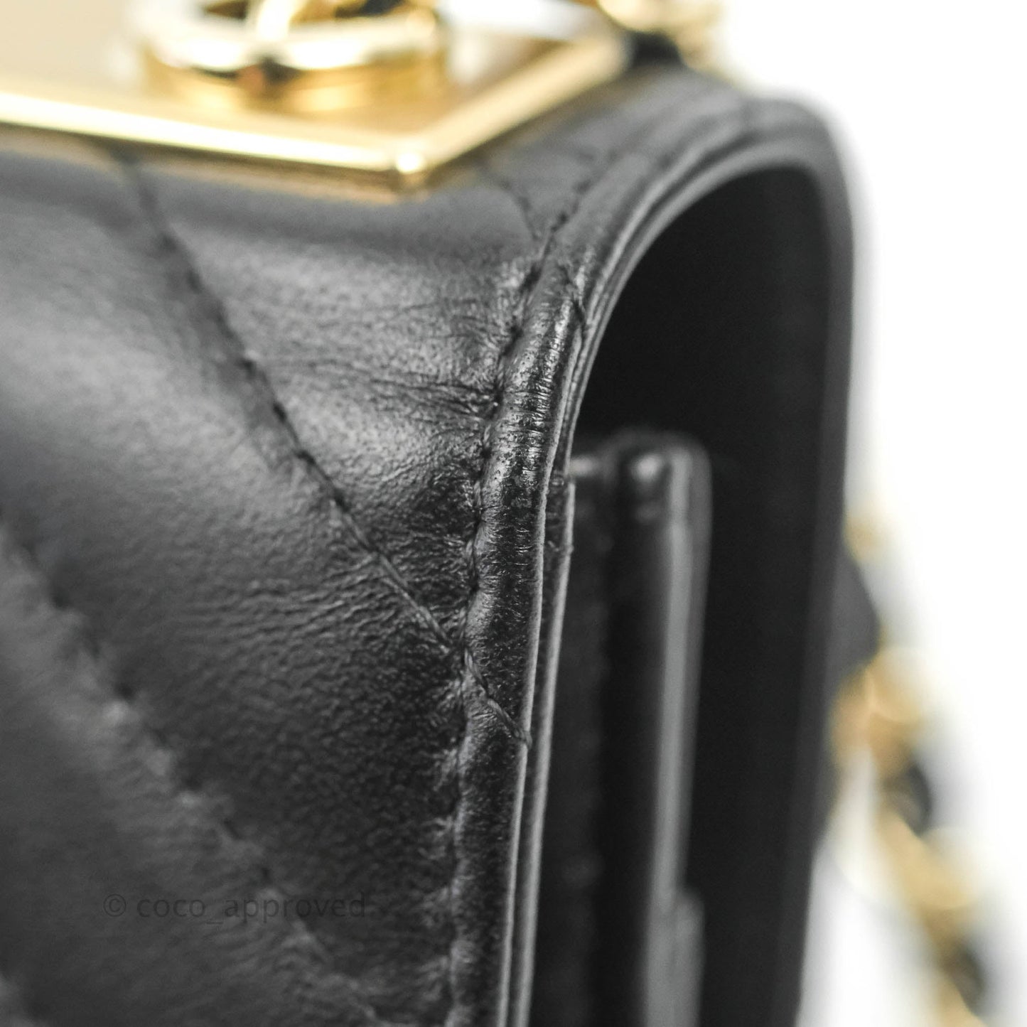 Chanel Trendy CC WOC Wallet on Chain Chevron Black Lambskin Gold Hardware