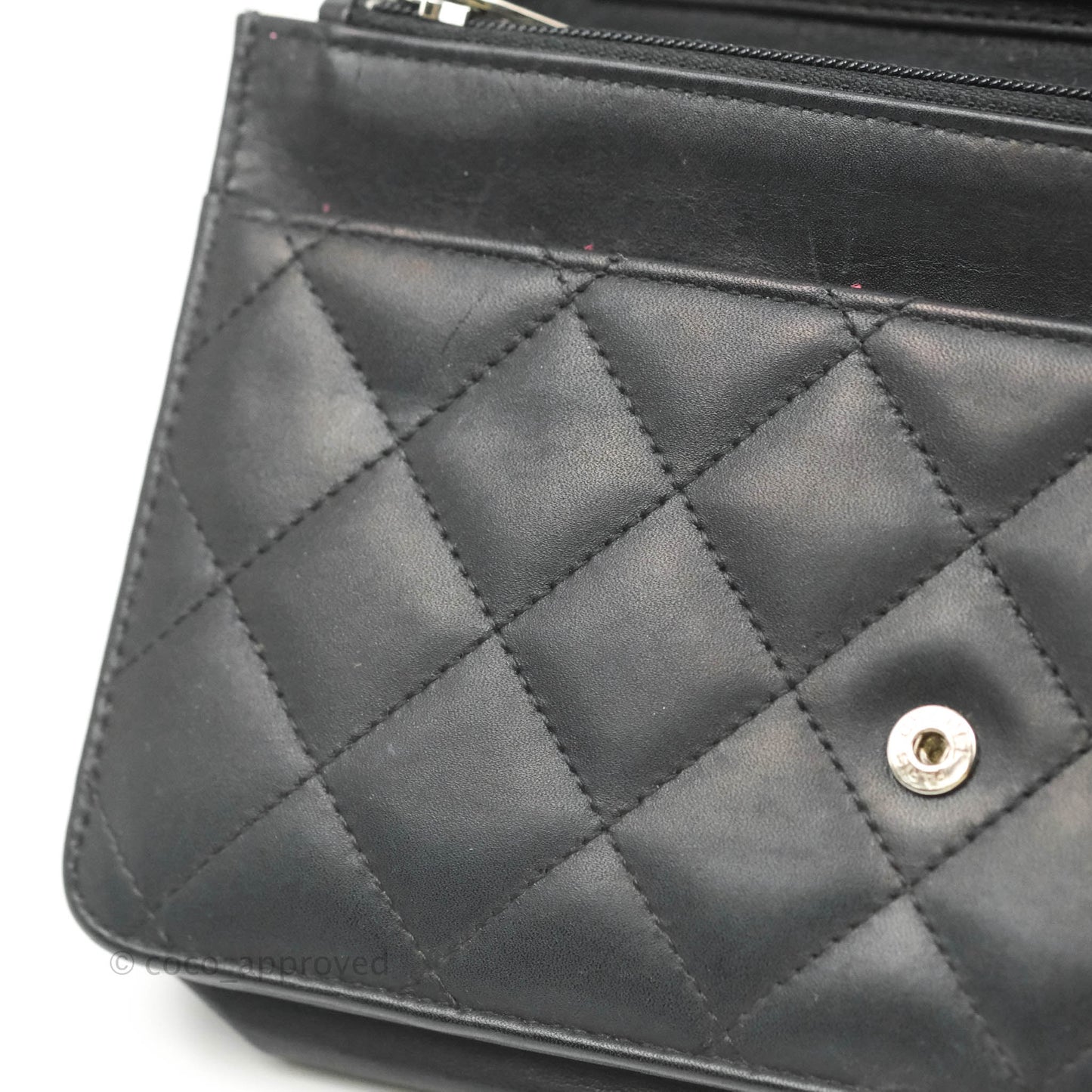 Chanel Calfskin Quilted Cambon Wallet on Chain WOC Black Silver Hardware