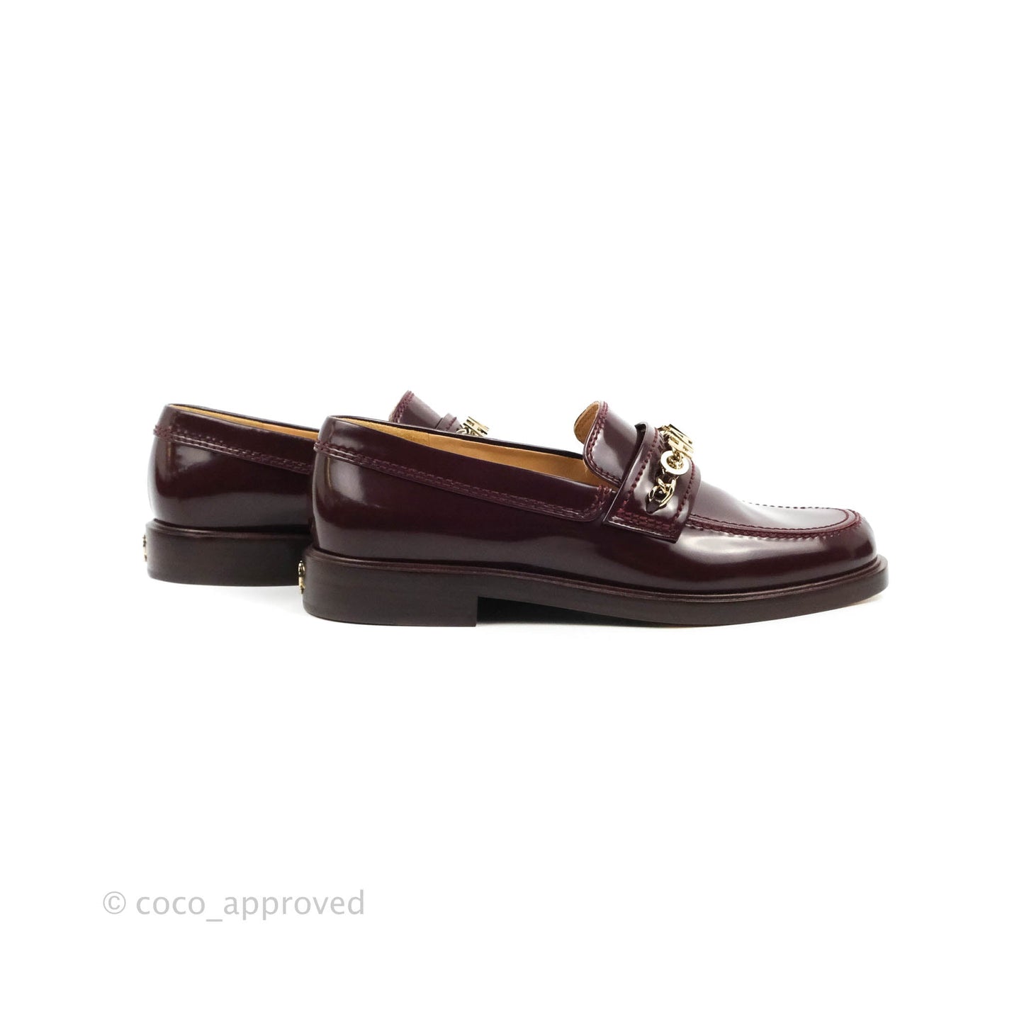 Chanel Patent Calfskin Bordeaux Loafers 21S Size 37