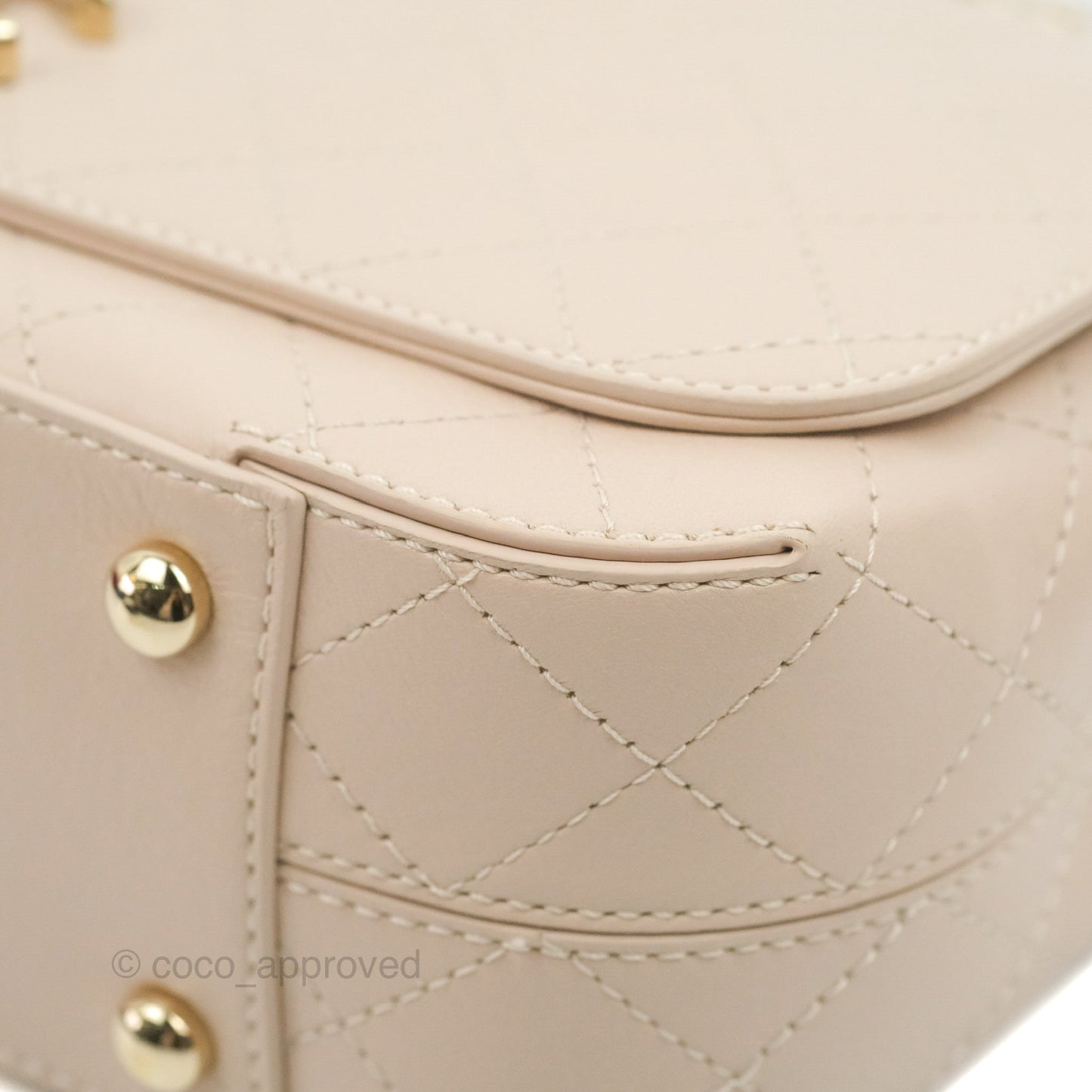 Chanel Flat Quilted Flap Bag Light Beige Calfskin Gold Hardware