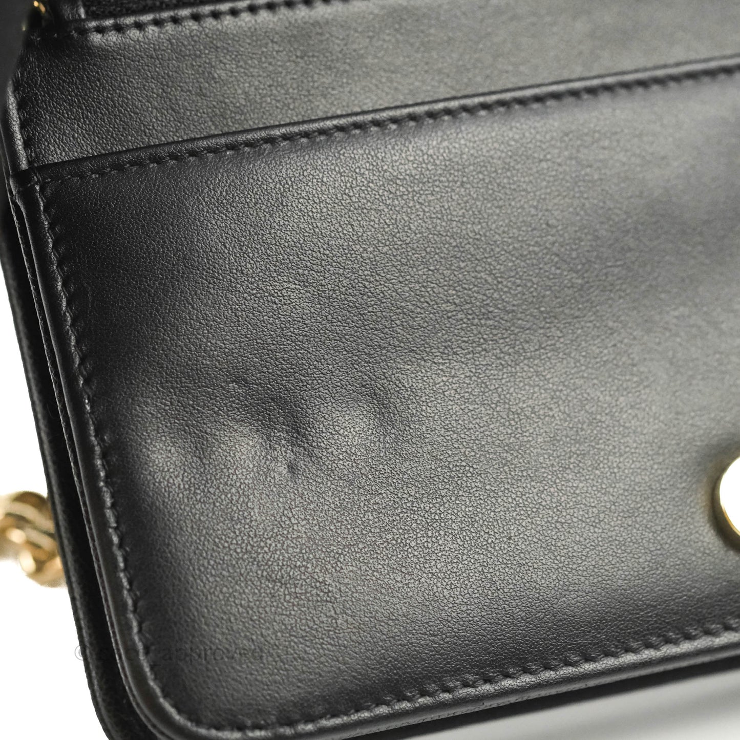 Chanel Chevron Boy Wallet On Chain Black Caviar Gold Hardware