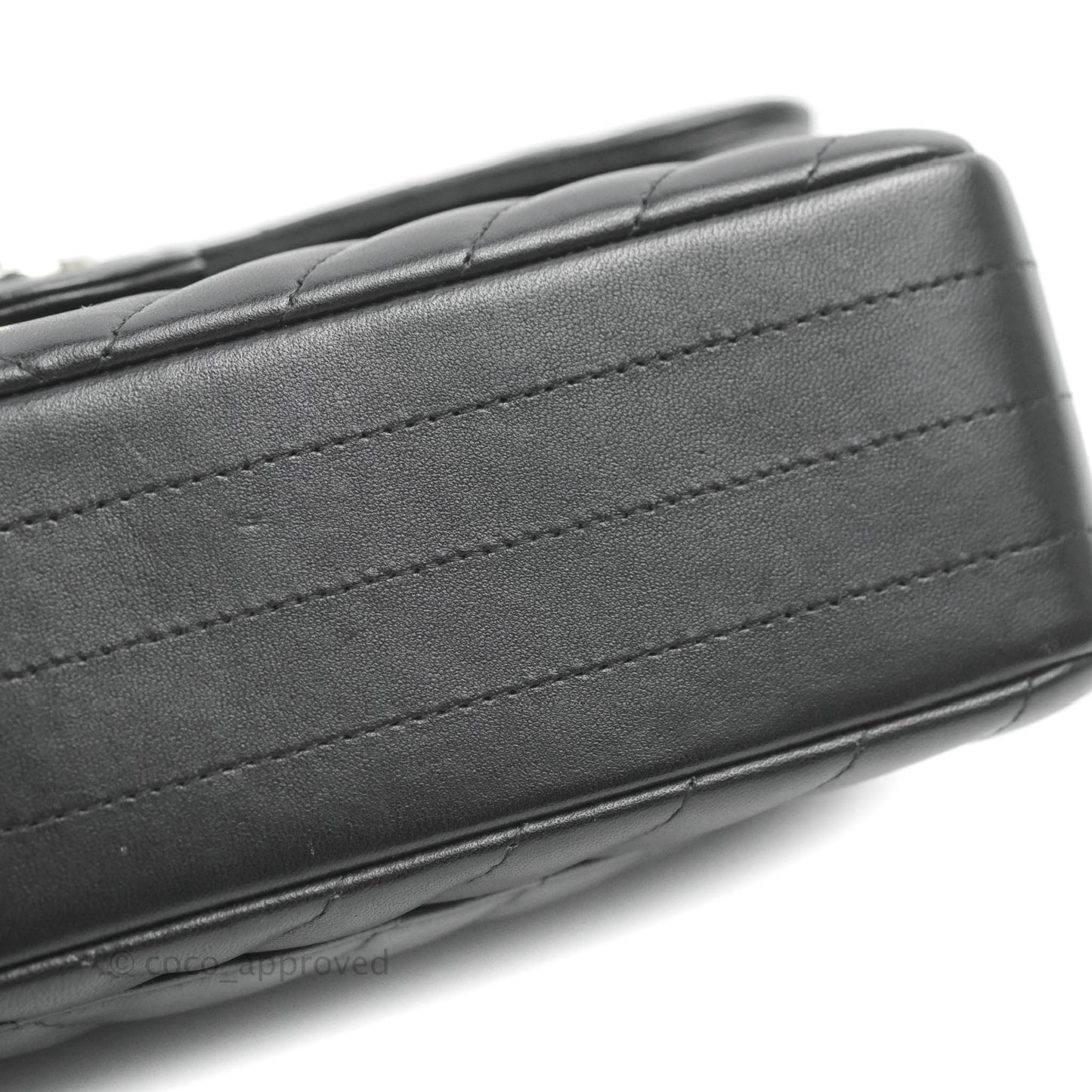 Chanel Classic Chevron S/M Small Double Flap Black Lambskin Silver Hardware