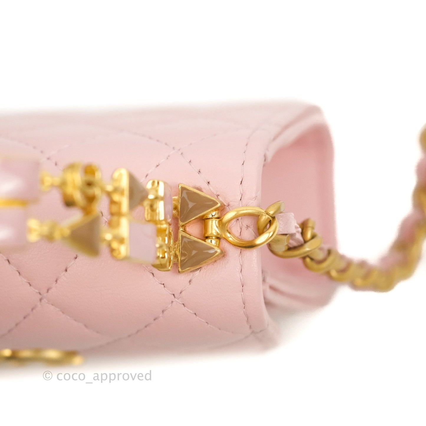 Chanel Mini Enamel Handle Clutch on Chain Pink Lambskin Gold Hardware 22B