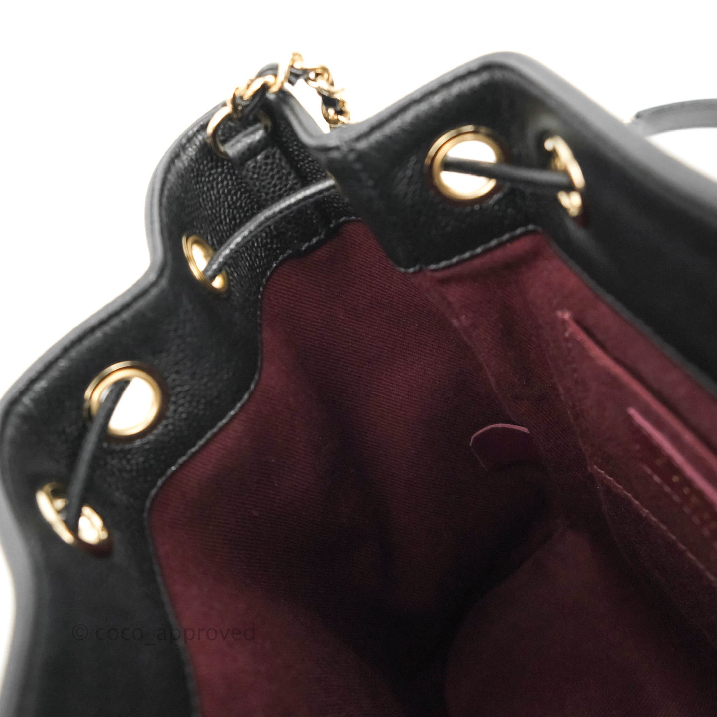 Chanel Business Affinity Drawstring Bucket Bag Black Caviar Gold Hardware