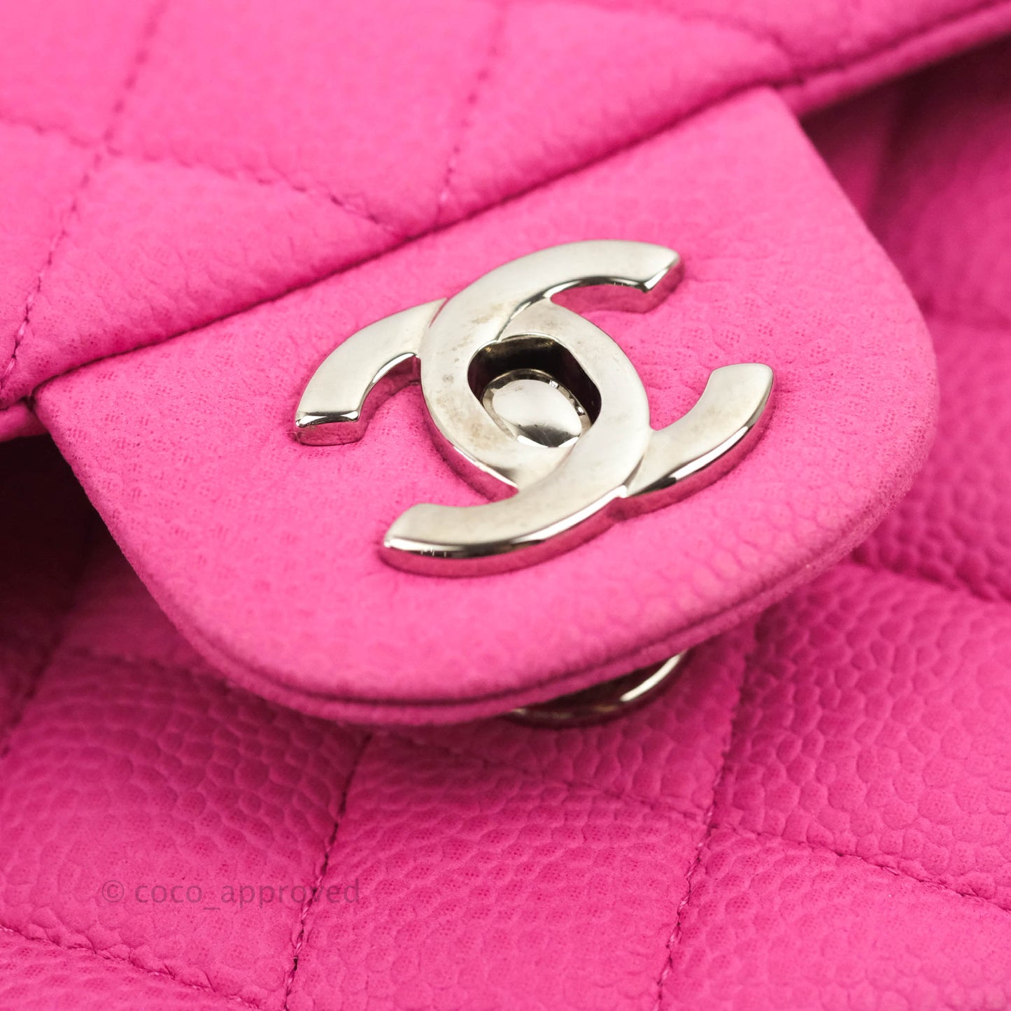 Chanel Classic M/L Medium Flap Quilted Pink Matte Caviar Silver Hardware
