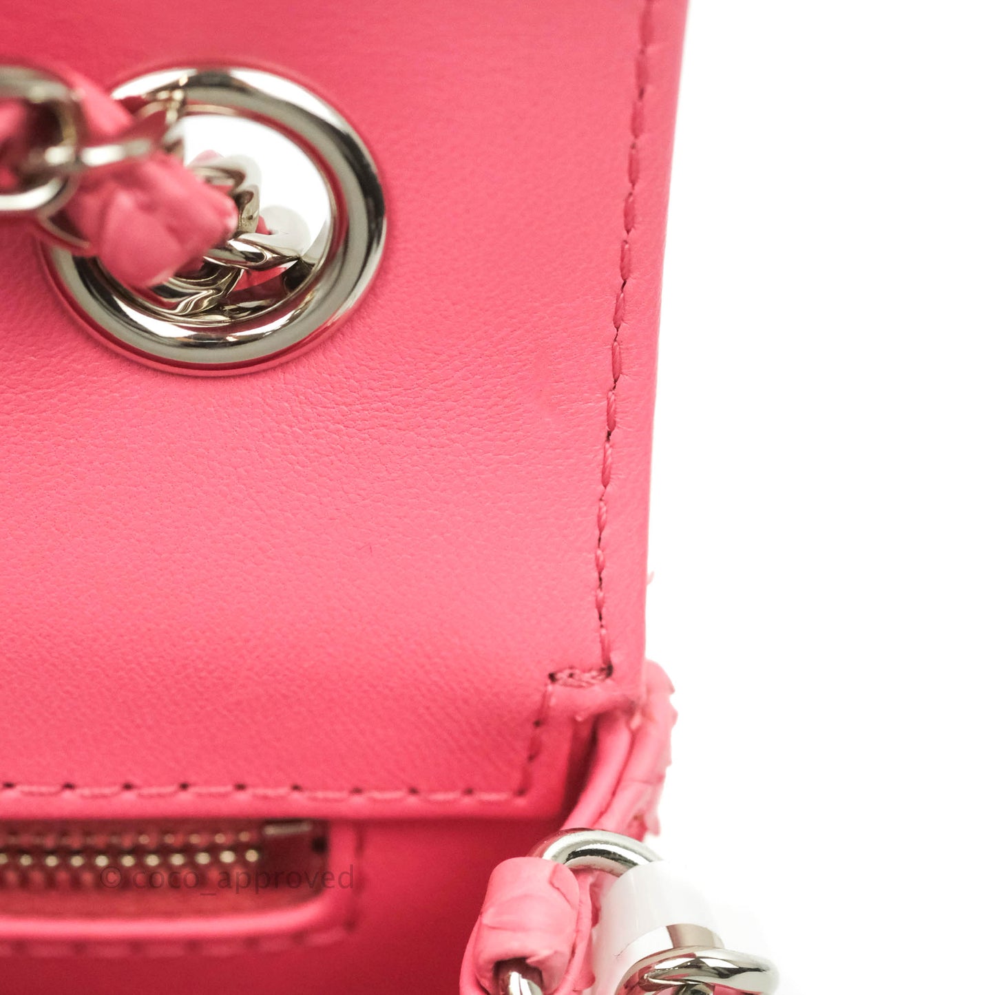 Chanel Quilted Mini Rectangular Python Pink Silver Hardware