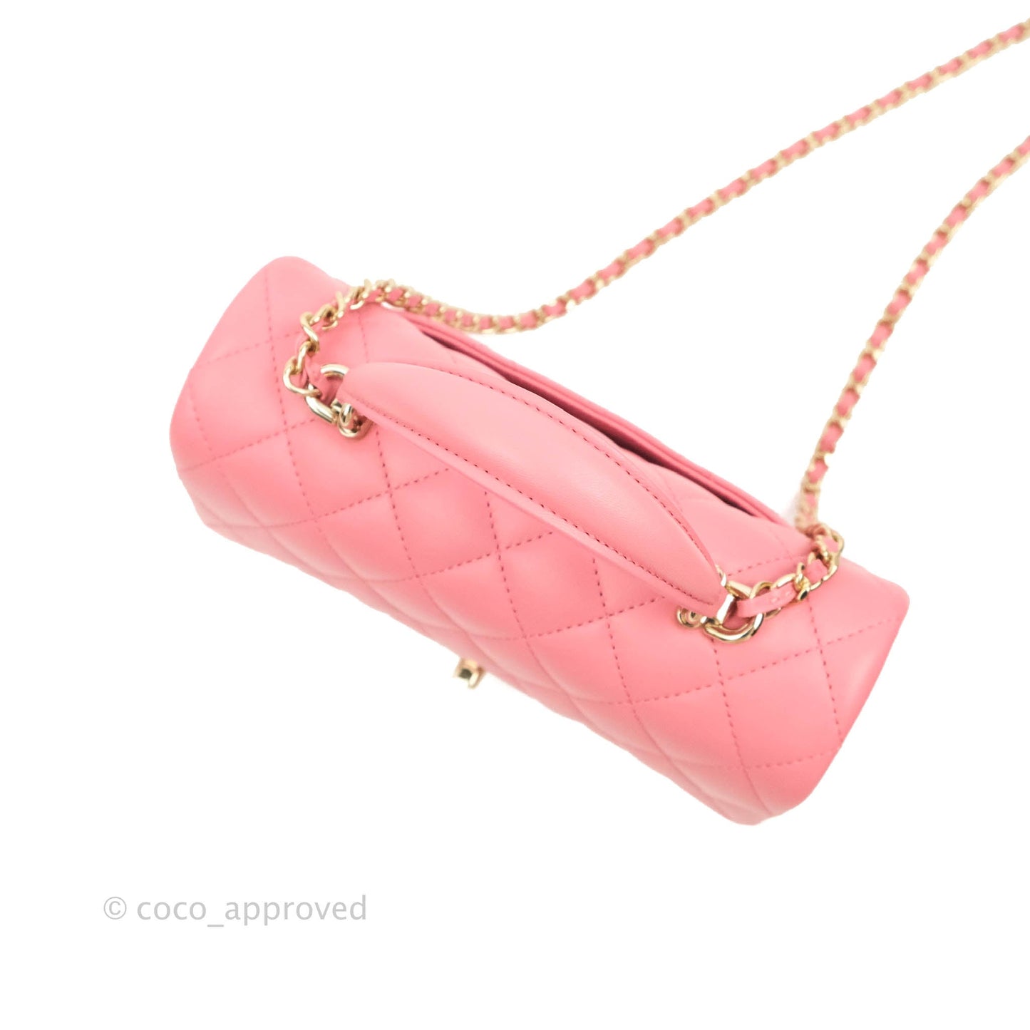 Chanel Top Handle Mini Rectangular Flap Bag Pink Lambskin Gold Hardware