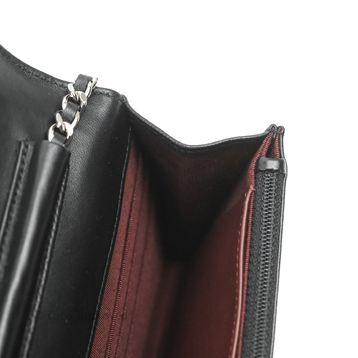 Chanel Quilted Wallet on Chain WOC Black Lambskin Silver Hardware