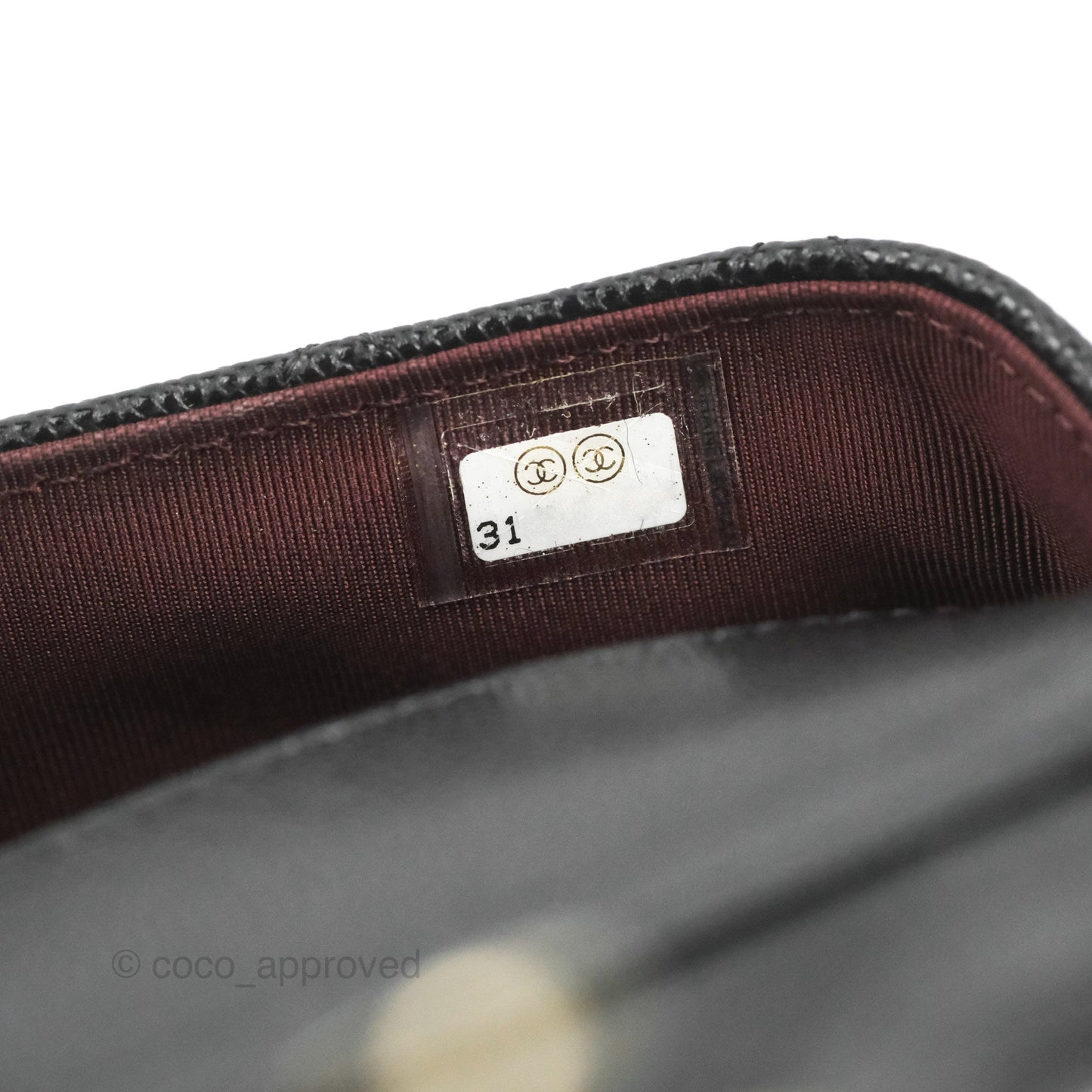 Chanel Quilted Case With Chain Black Caviar Gold Hardware
