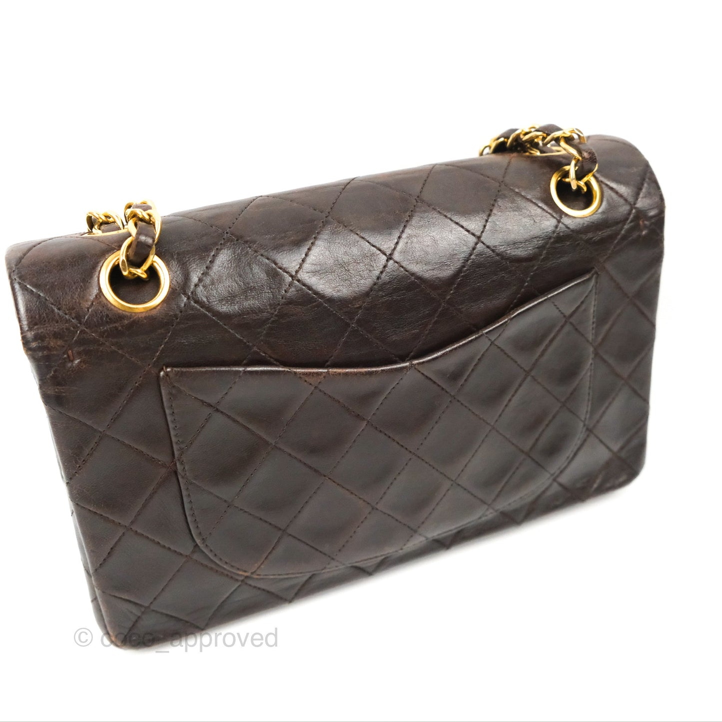 Chanel Vintage Small Classic Flap Brown Lambskin 24K Gold Hardware