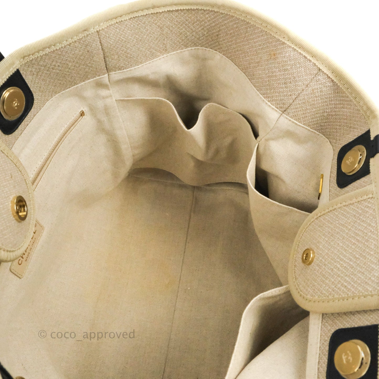Chanel Large Deauville Black/Taupe Canvas