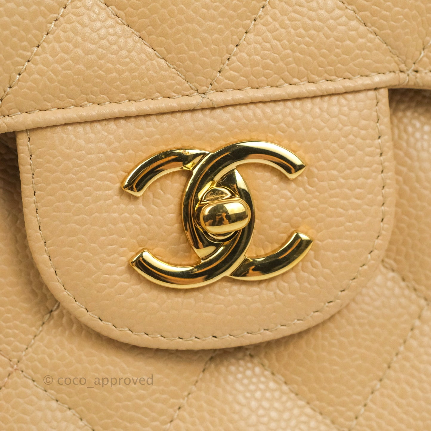 Chanel Jumbo Double Flap Beige Caviar Gold Hardware⁣⁣