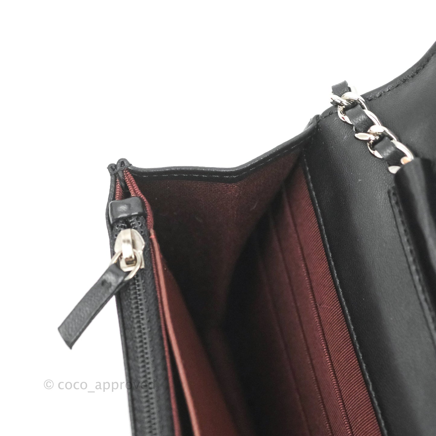 Chanel Quilted Wallet on Chain WOC Black Lambskin Silver Hardware