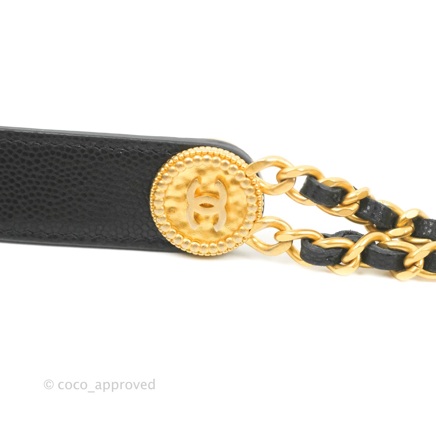 Chanel Quilted Gold CC Coin Wallet on Chain WOC Black Caviar Gold Hardware