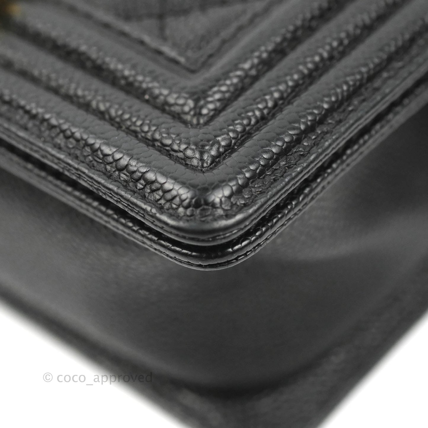 Chanel Quilted Small Boy Black Caviar Aged Gold Hardware