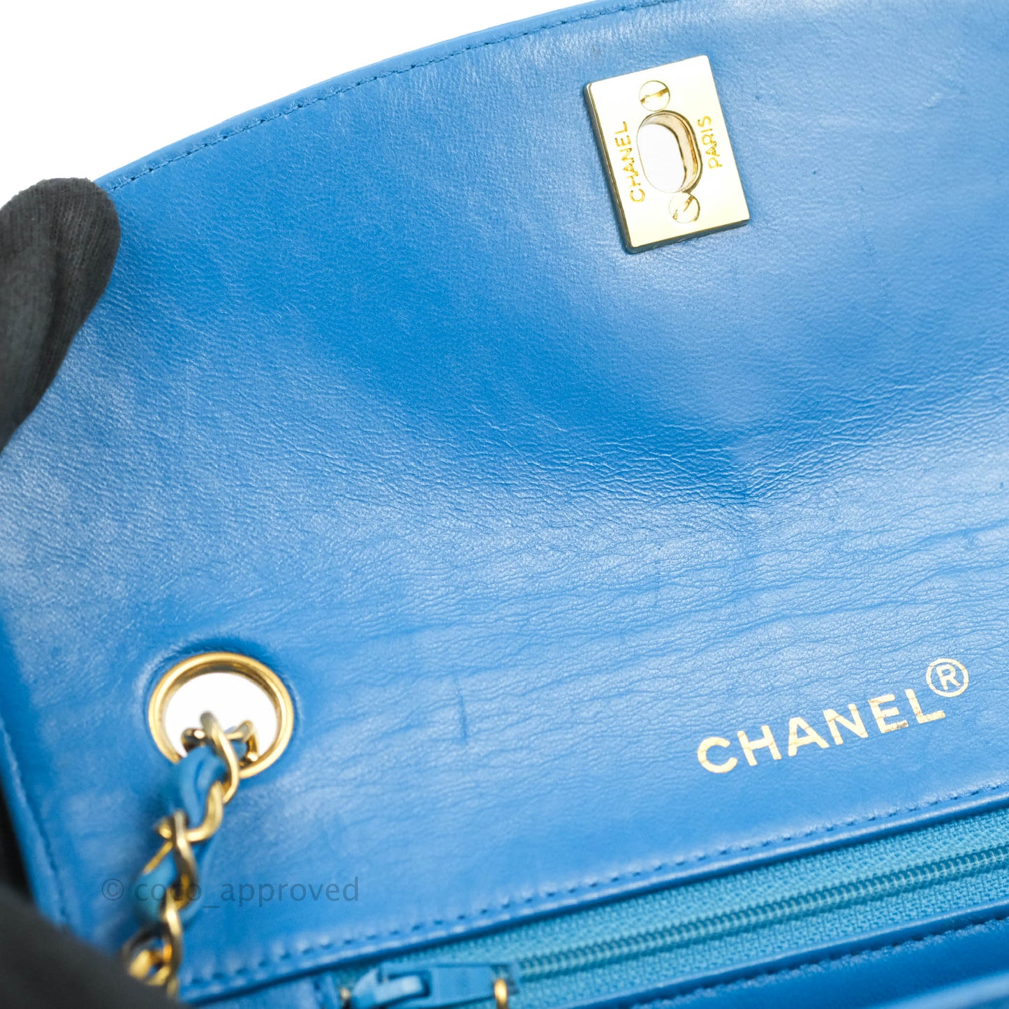 Chanel Vintage Trapezoid Flap Bag Blue Lambskin 24K Gold Hardware