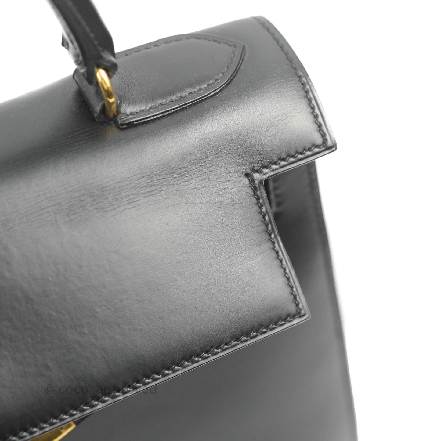 Hermès Kelly 28 Vintage Sellier Black Box Leather Gold Hardware