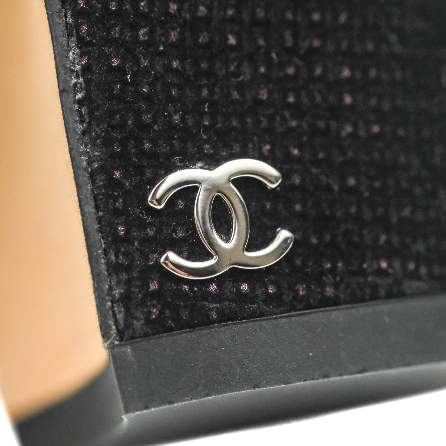 Chanel Classic Slingback Black Velvet Size 37.5C