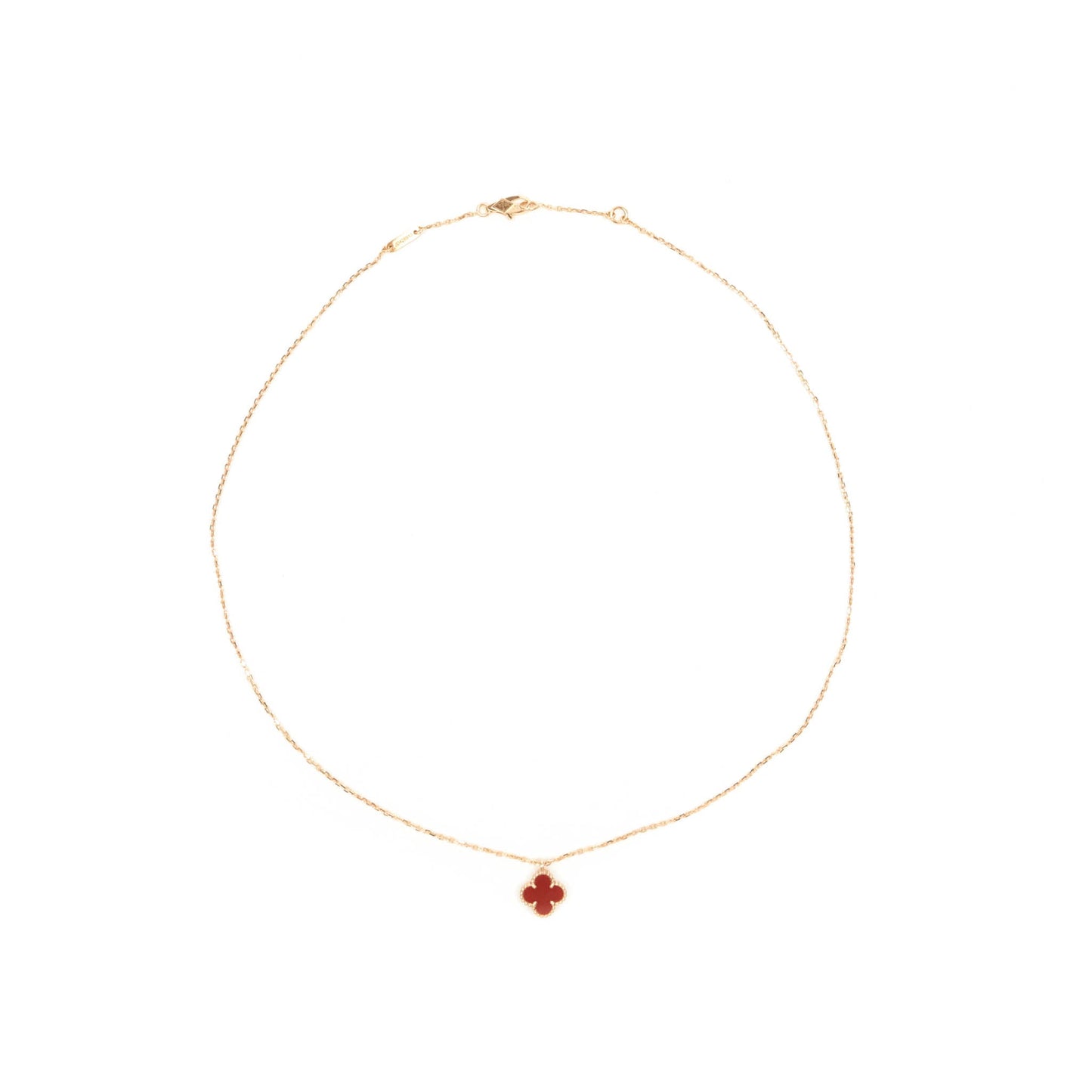 Van Cleef & Arpels Sweet Alhambra Pendant Red Carnelian Rose Gold