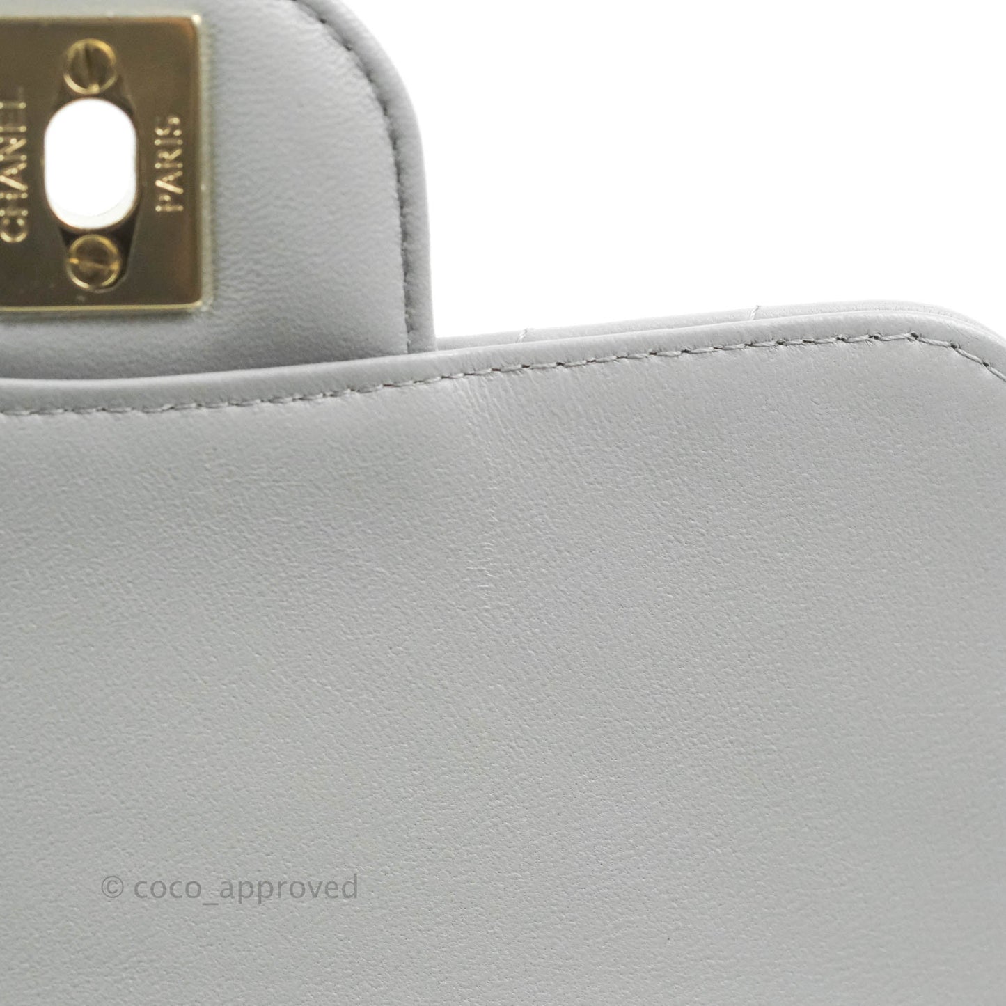 Chanel Mini Square Chevron Grey Lambskin Gold Hardware