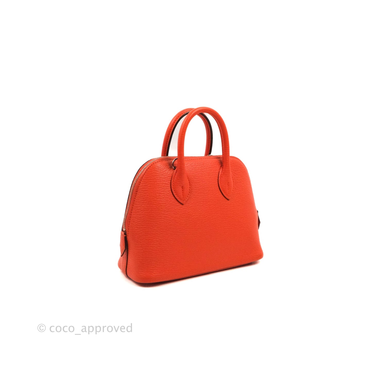 Hermès Bolide Mini 1923 Chevre Mysore Orange Poppy Palladium Hardware