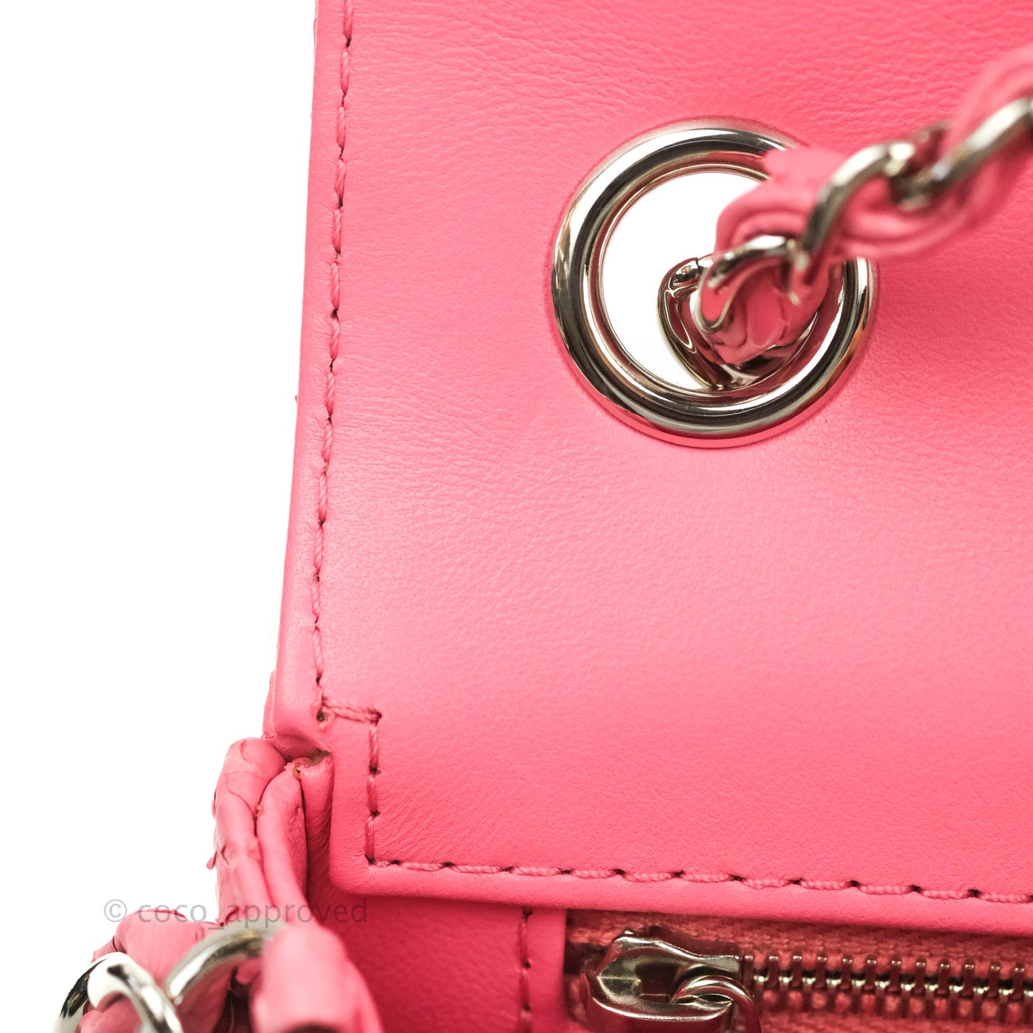 Chanel Quilted Mini Rectangular Python Pink Silver Hardware