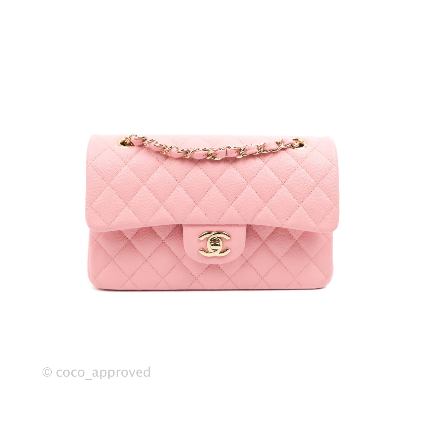 Chanel Classic Small S/M Flap Pink Caviar Gold Hardware 22C