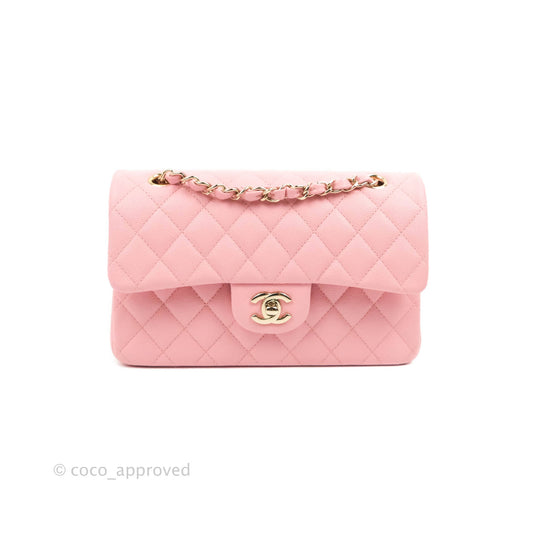 Chanel Classic Small S/M Flap Pink Caviar Gold Hardware 22C