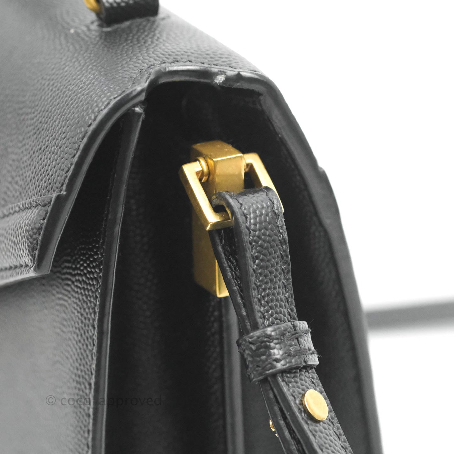 Saint Lauren Cassandra Mini Top Handle Bag Black Grained Calfskin