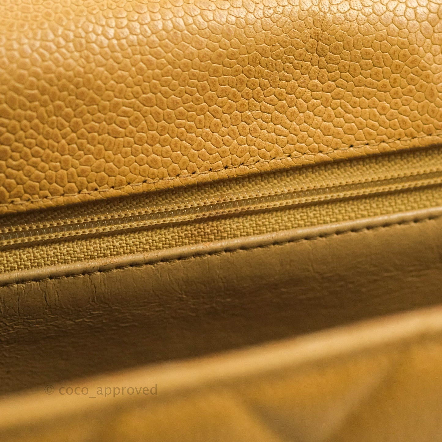Chanel Vintage CC Large Square Flap Bag Beige Caviar 24K Gold Hardware