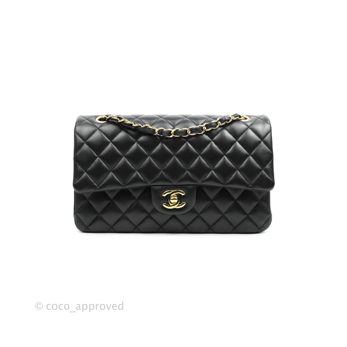 Chanel Classic M/L Flap Bag Black Lambskin Gold Hardware