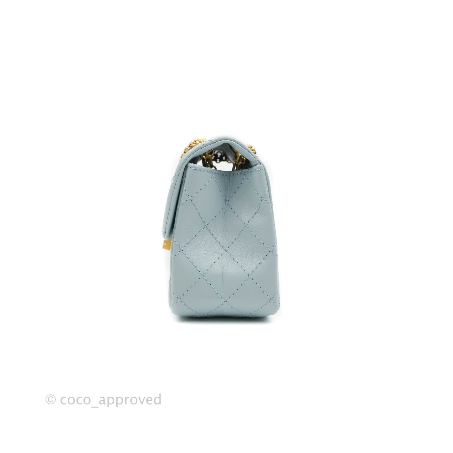 Chanel Mini Reissue 224 Light Blue Aged Calfskin Aged Gold Hardware