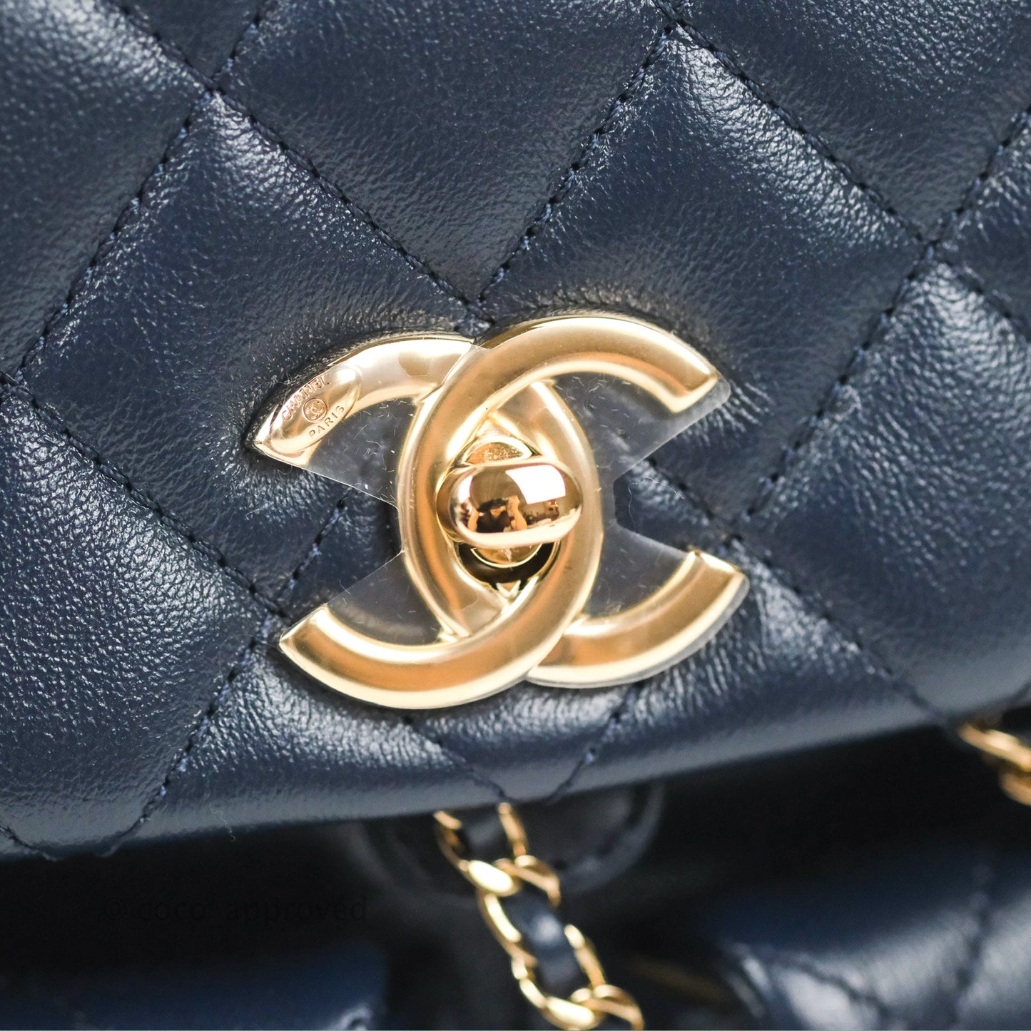 Chanel Duma Backpack Medium Navy Calfskin Gold Hardware 23P