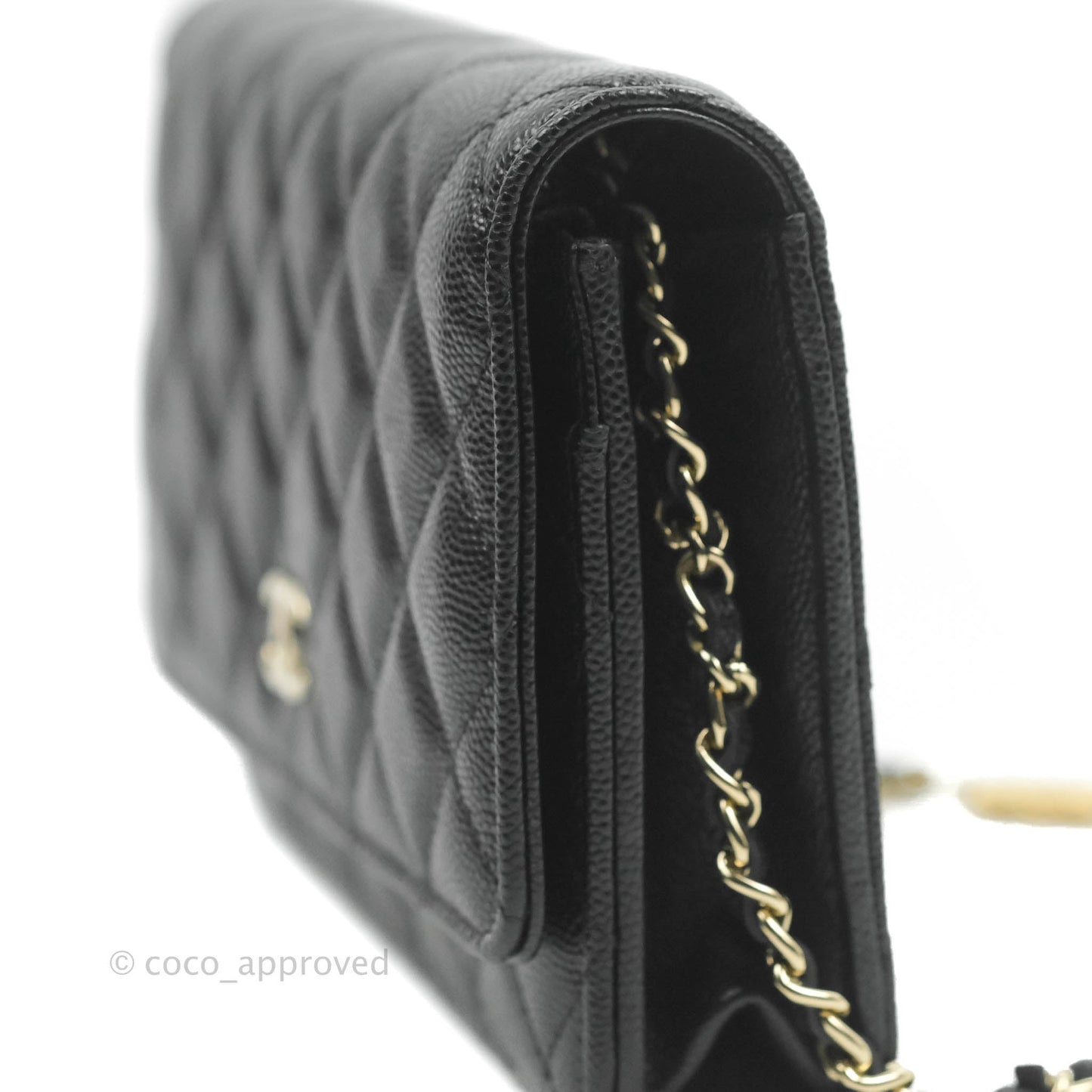 Chanel Quilted WOC Black Caviar Gold Hardware With Charms