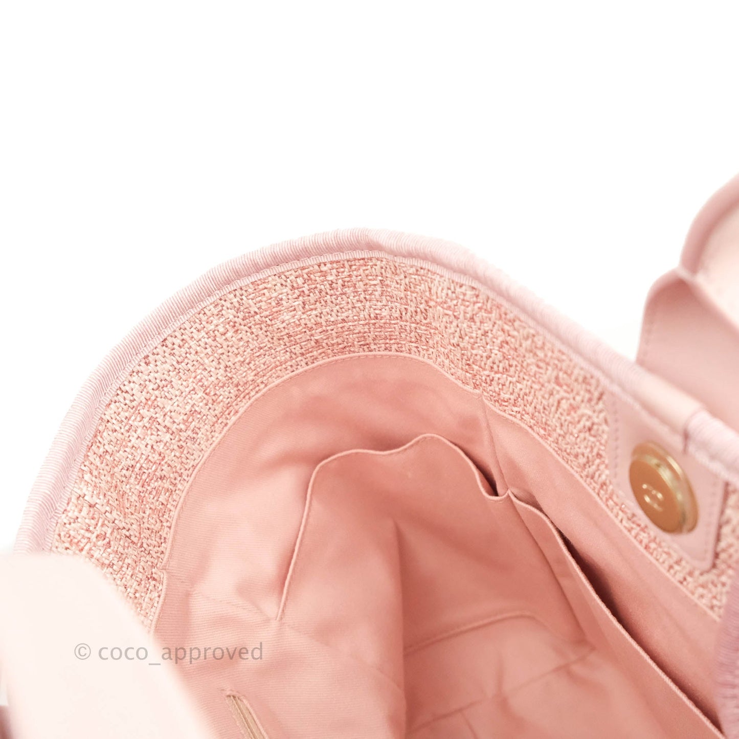 Chanel Large Deauville Pink Tweed Glittering Gold Hardware