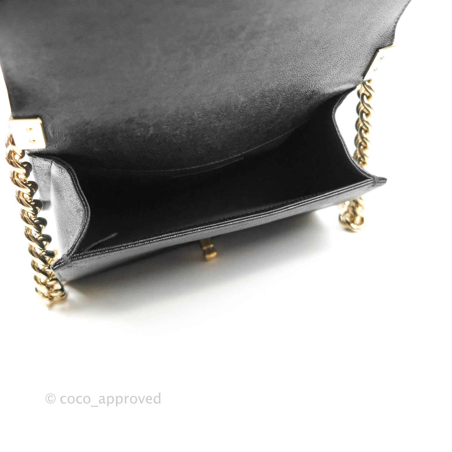 Chanel Small Boy Chevron Black Caviar Gold Hardware