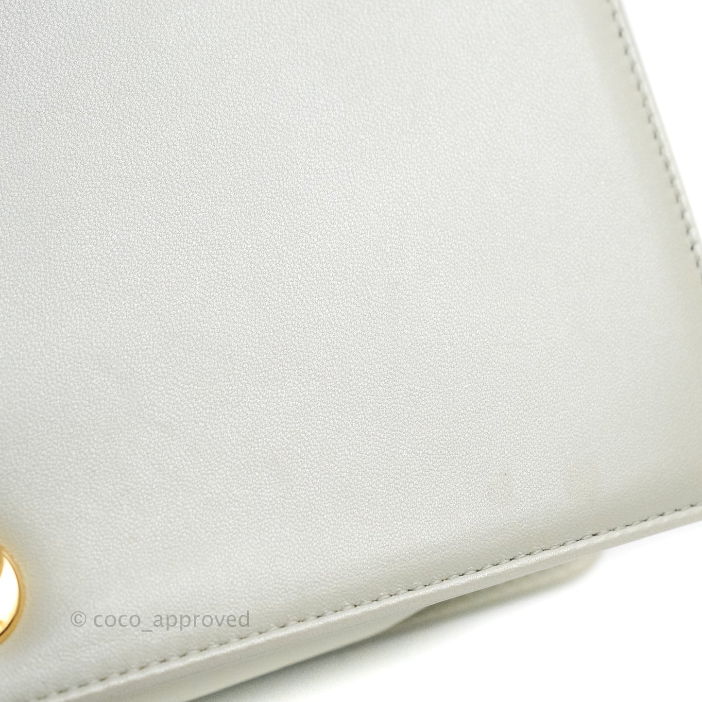 Chanel Cube Embossed Medium Boy Bag Iridescent Pearl White Lambskin Gold Hardware