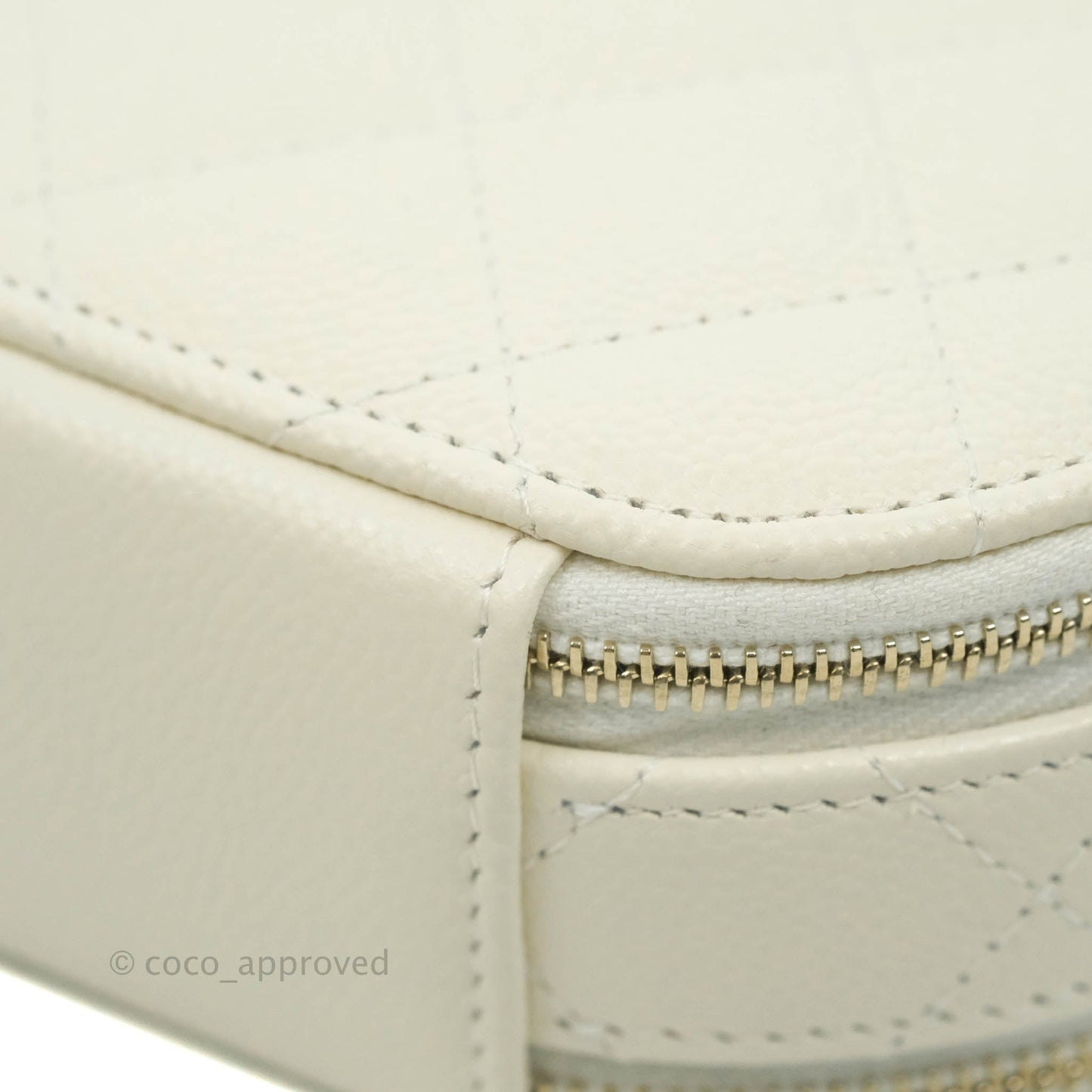 Chanel Mini Round Vanity Bag with Handle Ivory Caviar 22C