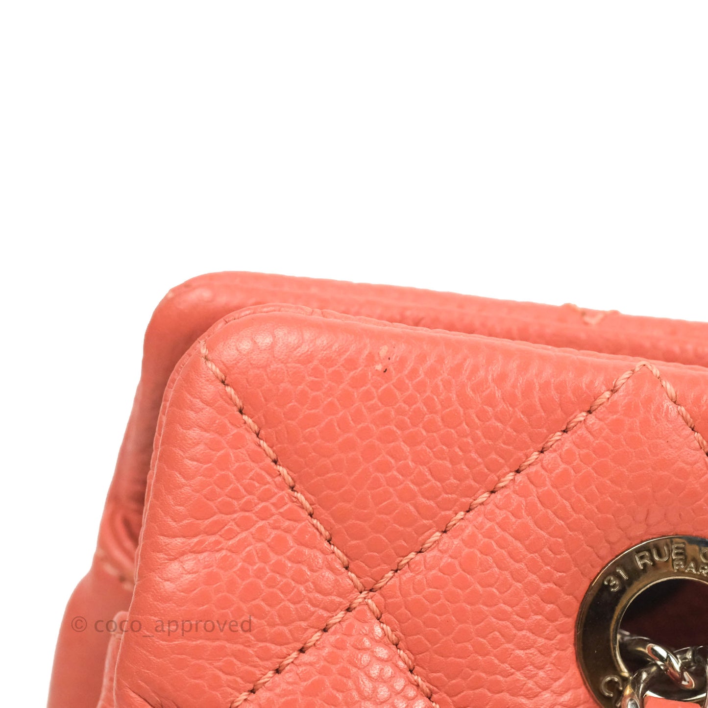 Chanel Quilted Caviar Leather Timeless CC Soft Shopping Tote Bag Coral Pink