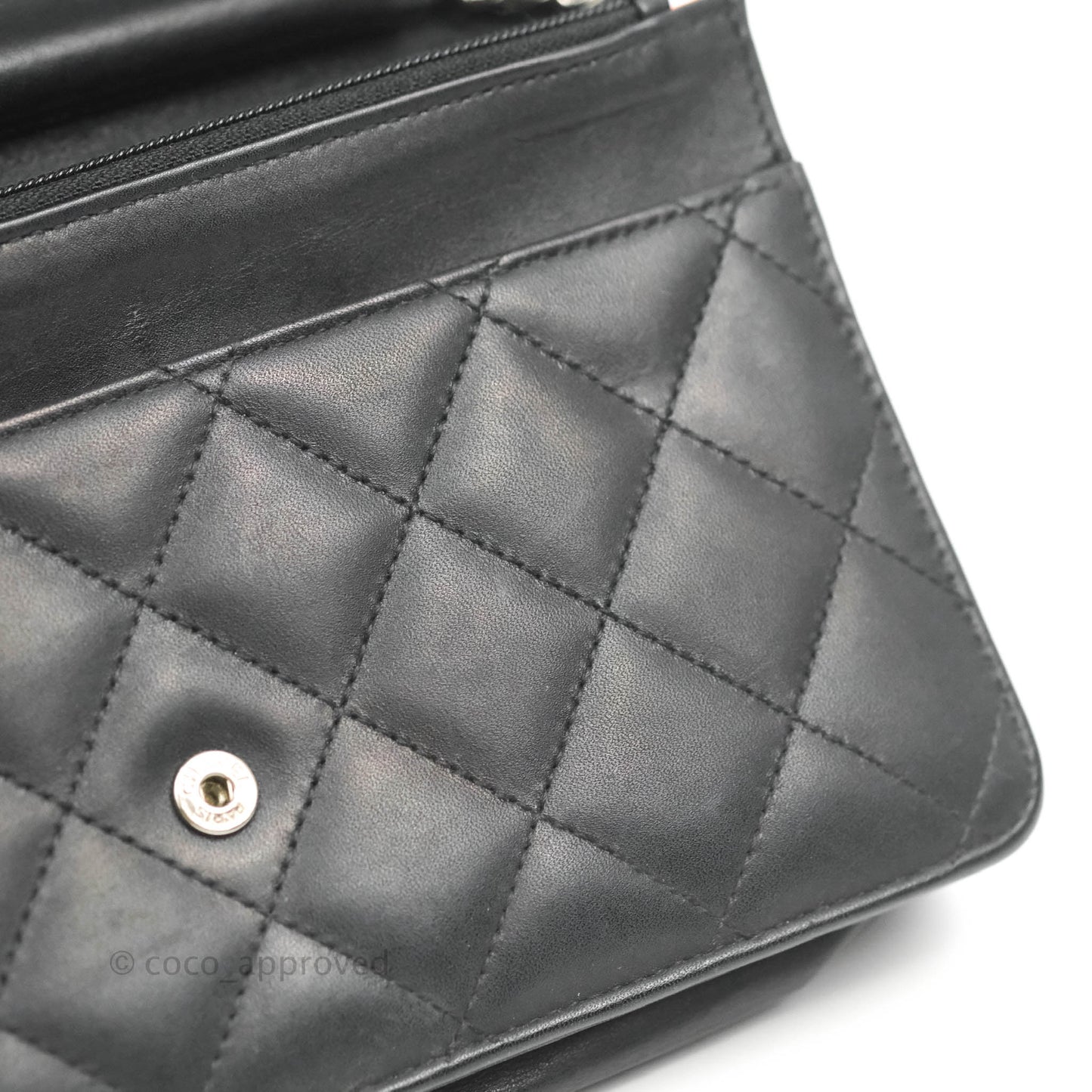 Chanel Calfskin Quilted Cambon Wallet on Chain WOC Black Silver Hardware