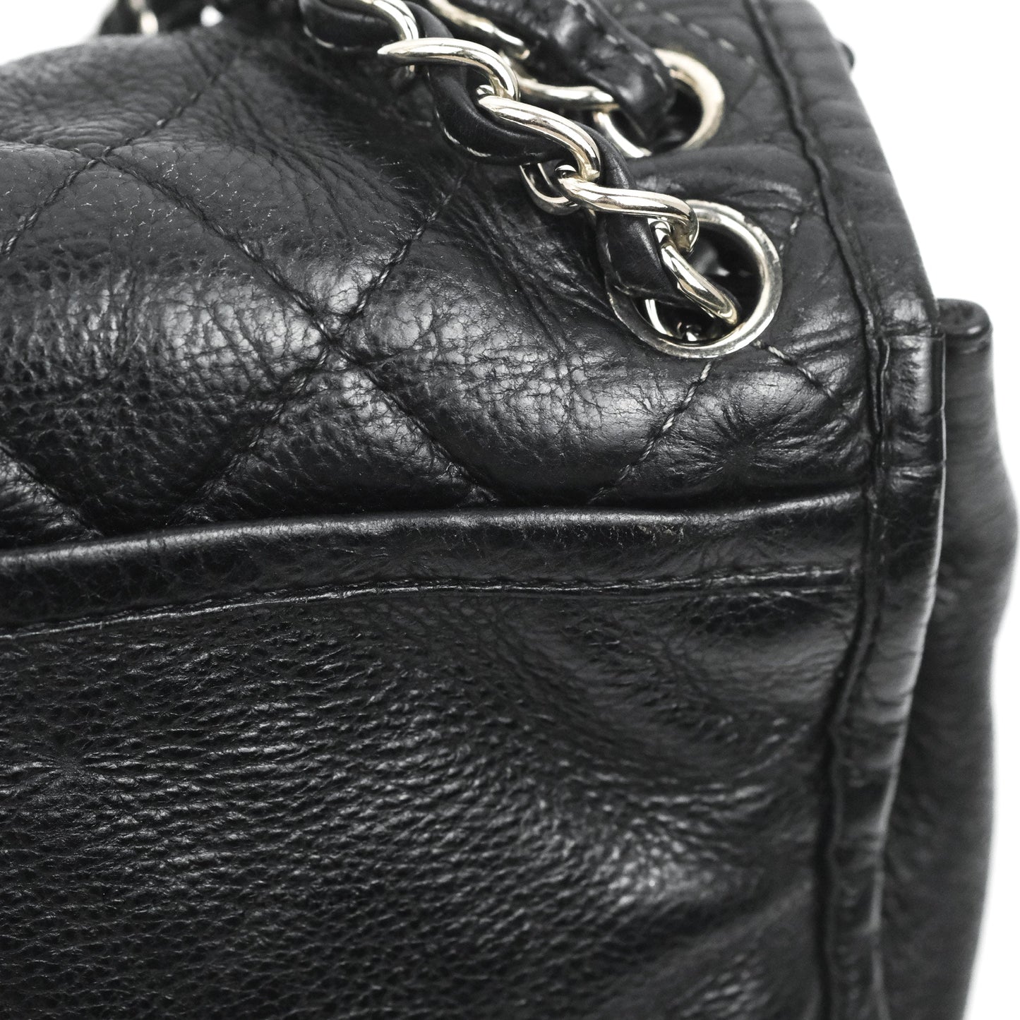 Chanel Flap Bag Black Calfskin Silver Hardware