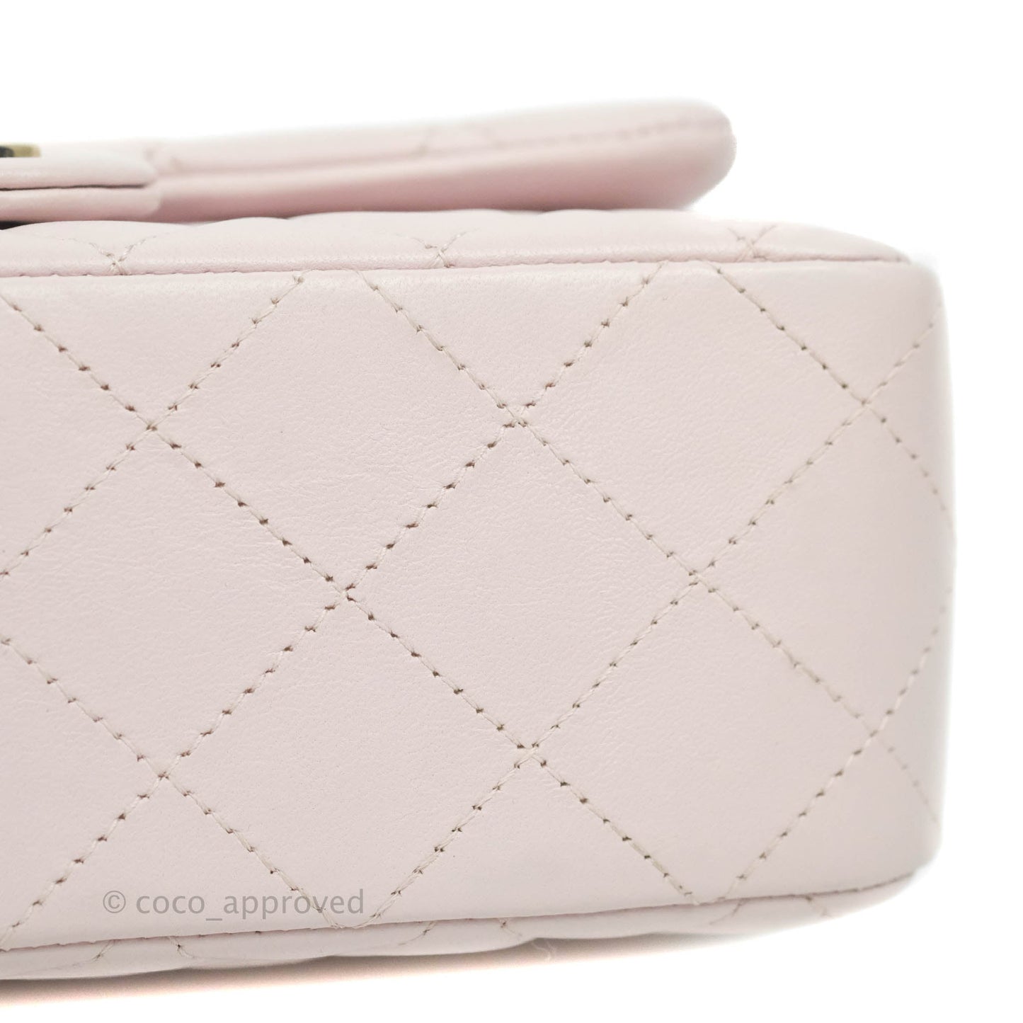 Chanel Quilted Mini Rectangular Flap Pale Pink Lambskin Gold Hardware