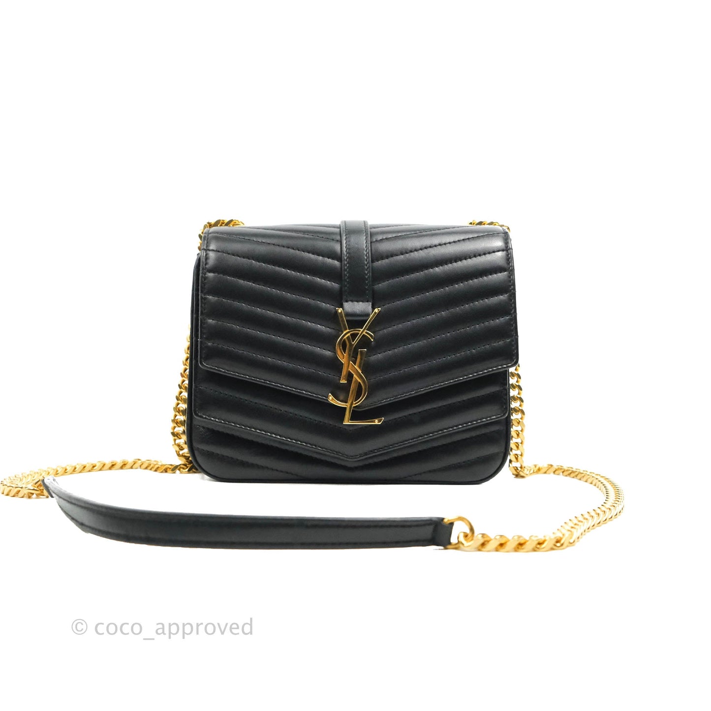 Saint Laurent Small Sulpice Triple V-Flap Black Lambskin Crossbody Bag