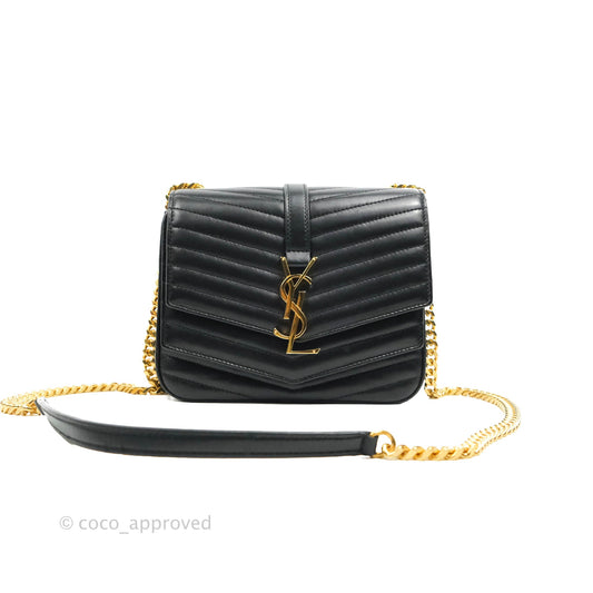 Saint Laurent Small Sulpice Triple V-Flap Black Lambskin Crossbody Bag