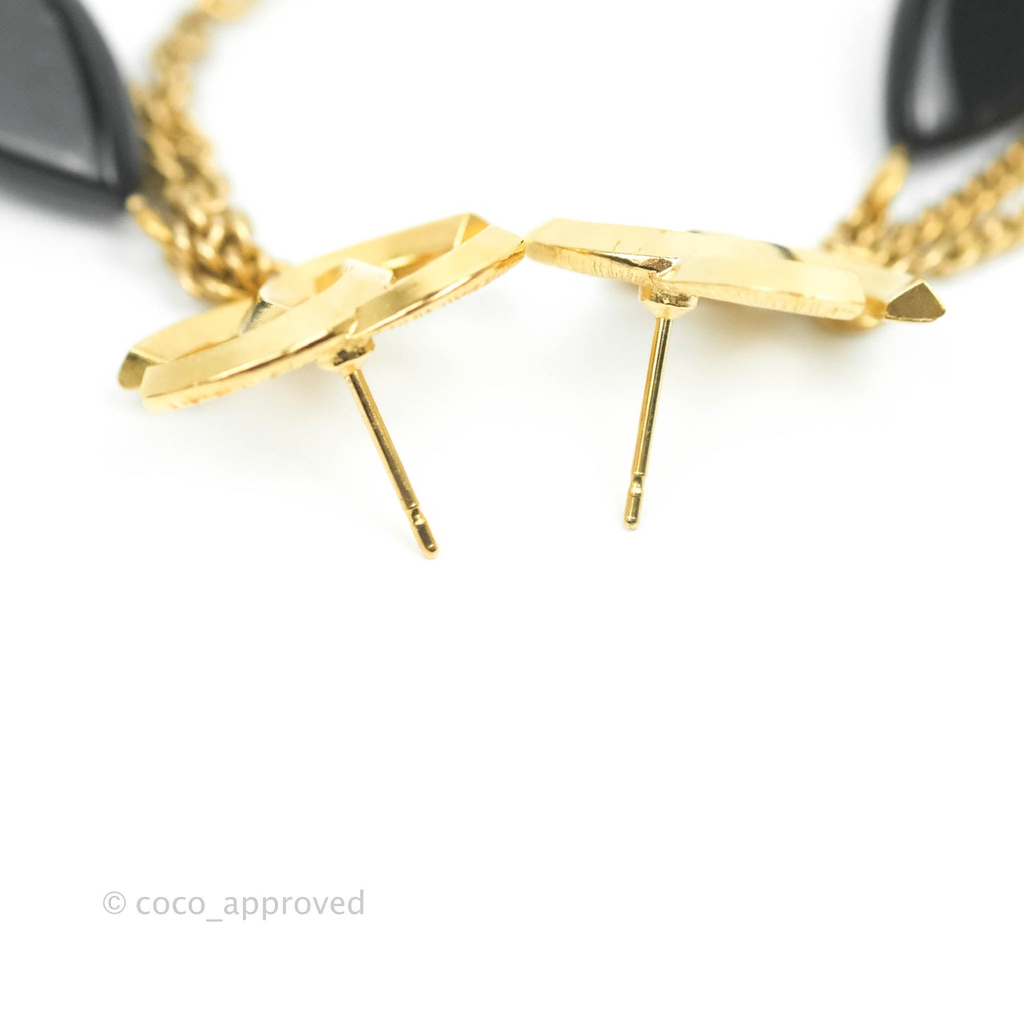 Chanel Dangling Multi Chain Camellia CC Earrings Gold Tone