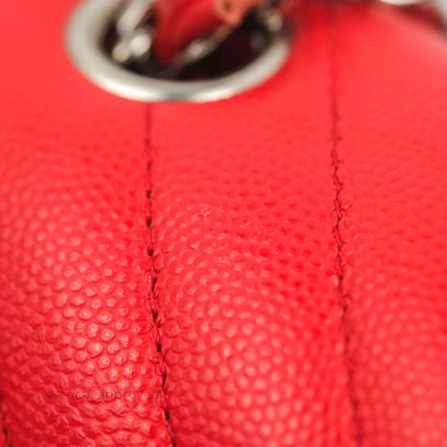 Chanel Quilted Mini Rectangular Flap Red Chevron Caviar Silver Hardware